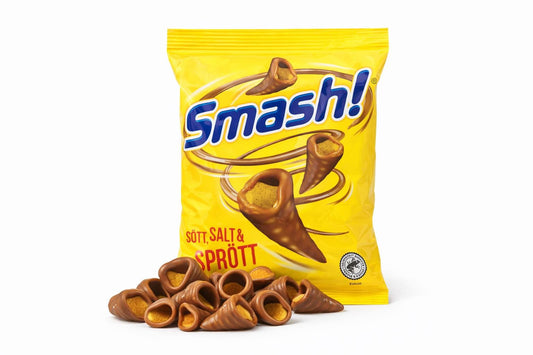 5 pack Smash! Chocolate Covered Corn Cones | Nordic Sweet & Salty Snack (100g bag) – authentic Swedish snack, imported from Scandinavia
