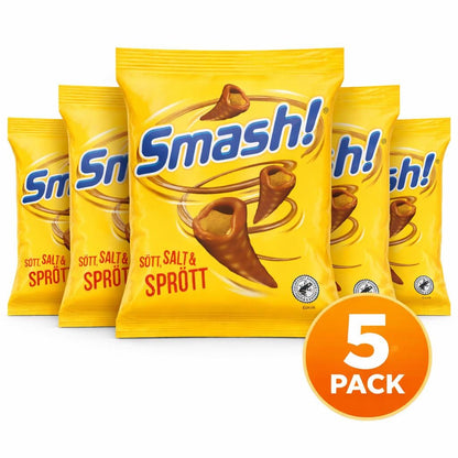 5 pack Smash! Chocolate Covered Corn Cones | Nordic Sweet & Salty Snack (100g bag) – authentic Swedish snack, imported from Scandinavia