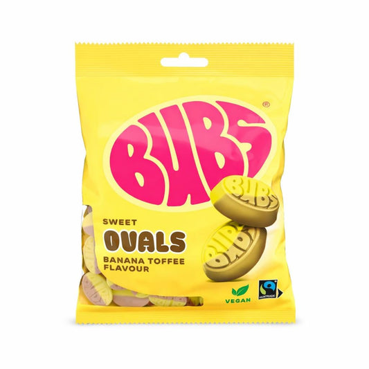 BUBS Banana Toffee Ovals | Vegan Swedish Foam Candy (90g) – vegan Swedish pick & mix candy, imported from Scandinavia