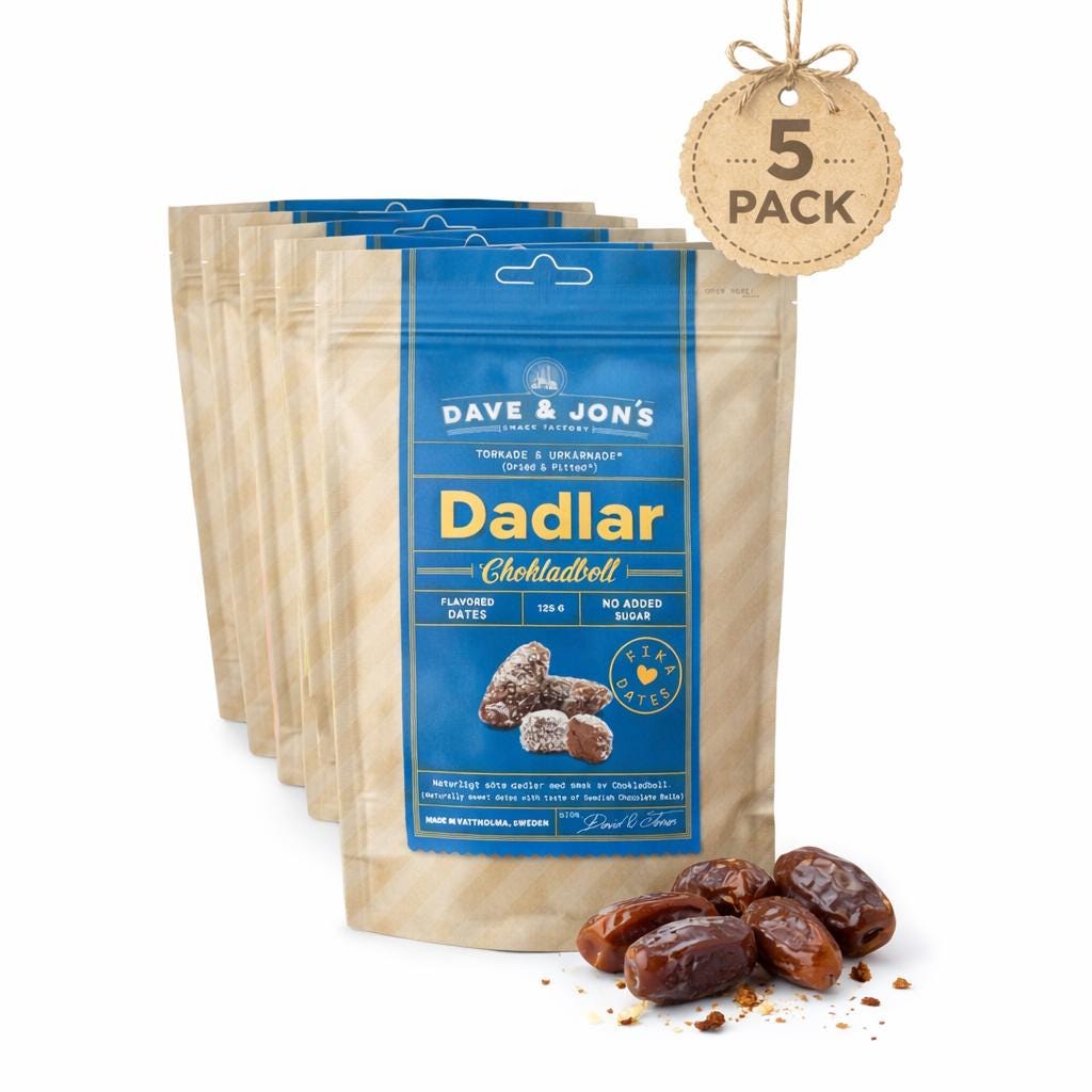 Dave & Jon's Chocolate Ball Dates (5 Pack) | Vegan Swedish Snack, No Added Sugar – authentic Swedish snack, imported from Scandinavia
