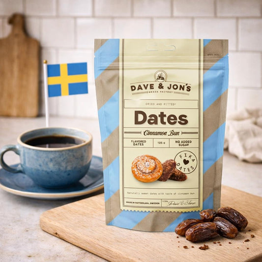 Dave & Jon's Cinnamon Bun Dates 125g – authentic Swedish snack, imported from Scandinavia