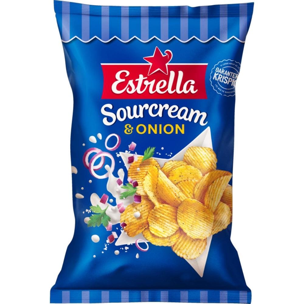 Estrella Sour Cream & Onion Chips | Authentic Swedish Crisps | 175g | Imported from Sweden – authentic Swedish snack, imported from Scandinavia
