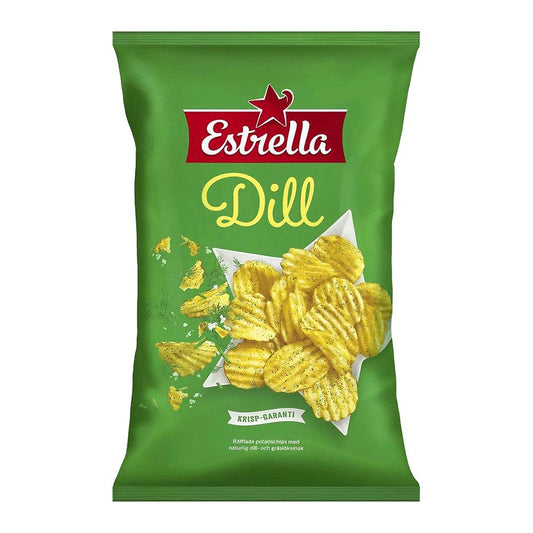 Estrella Dill Chips | Iconic Swedish Crisps | 275g | Authentic Scandinavian Snack – authentic Swedish snack, imported from Scandinavia